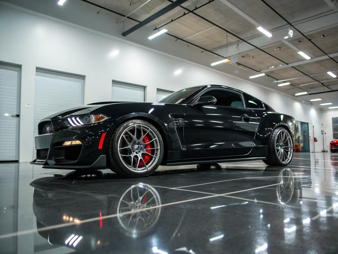 A detailed image showing a modern European sports car being inspected at a European customs facility, highlighting V8sports' presence in Europe.
