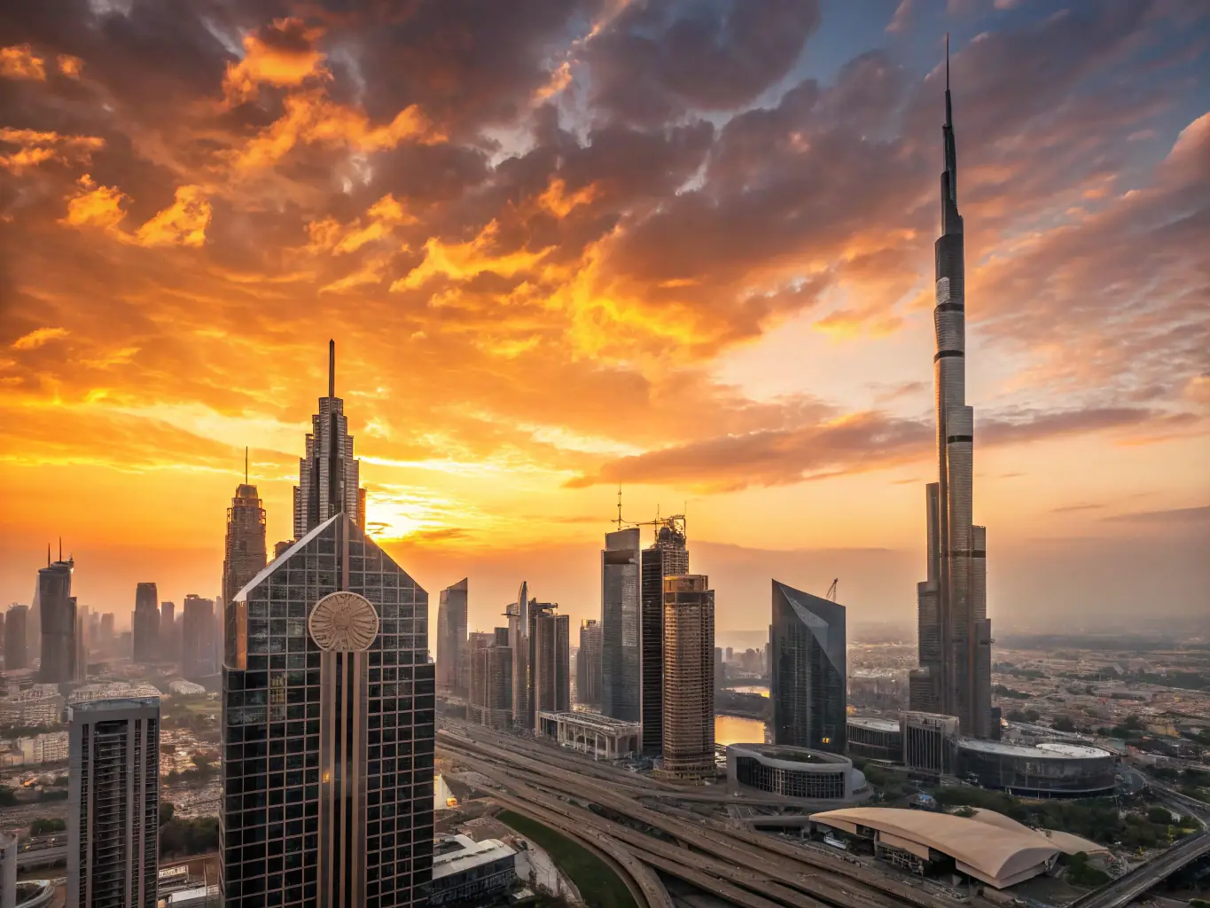 A vibrant cityscape of Dubai, showcasing modern architecture and luxury cars, symbolizing V8sports' presence in the Middle East.