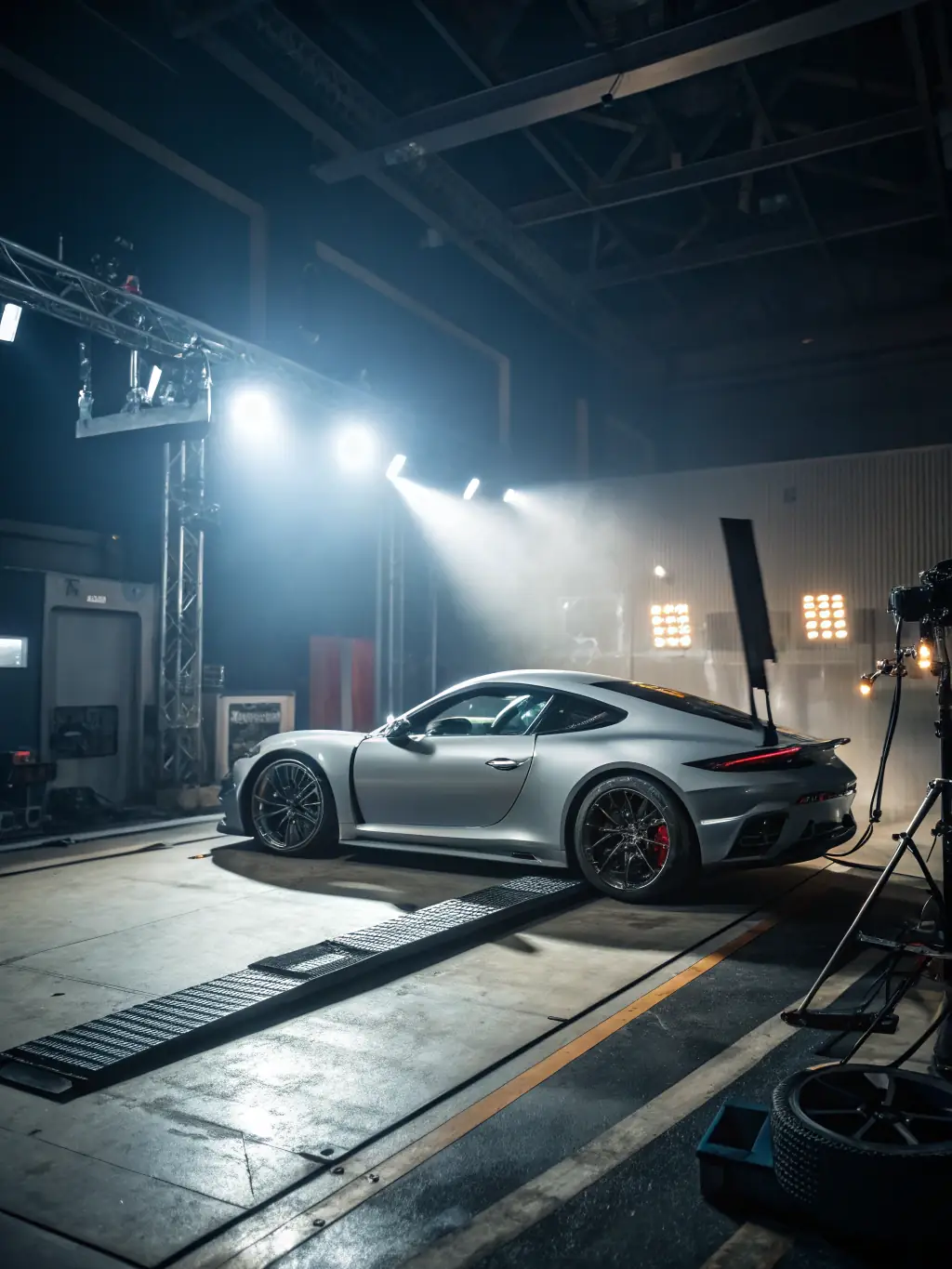 A photograph of a vehicle undergoing homologation testing in a certified facility, highlighting the homologation service.