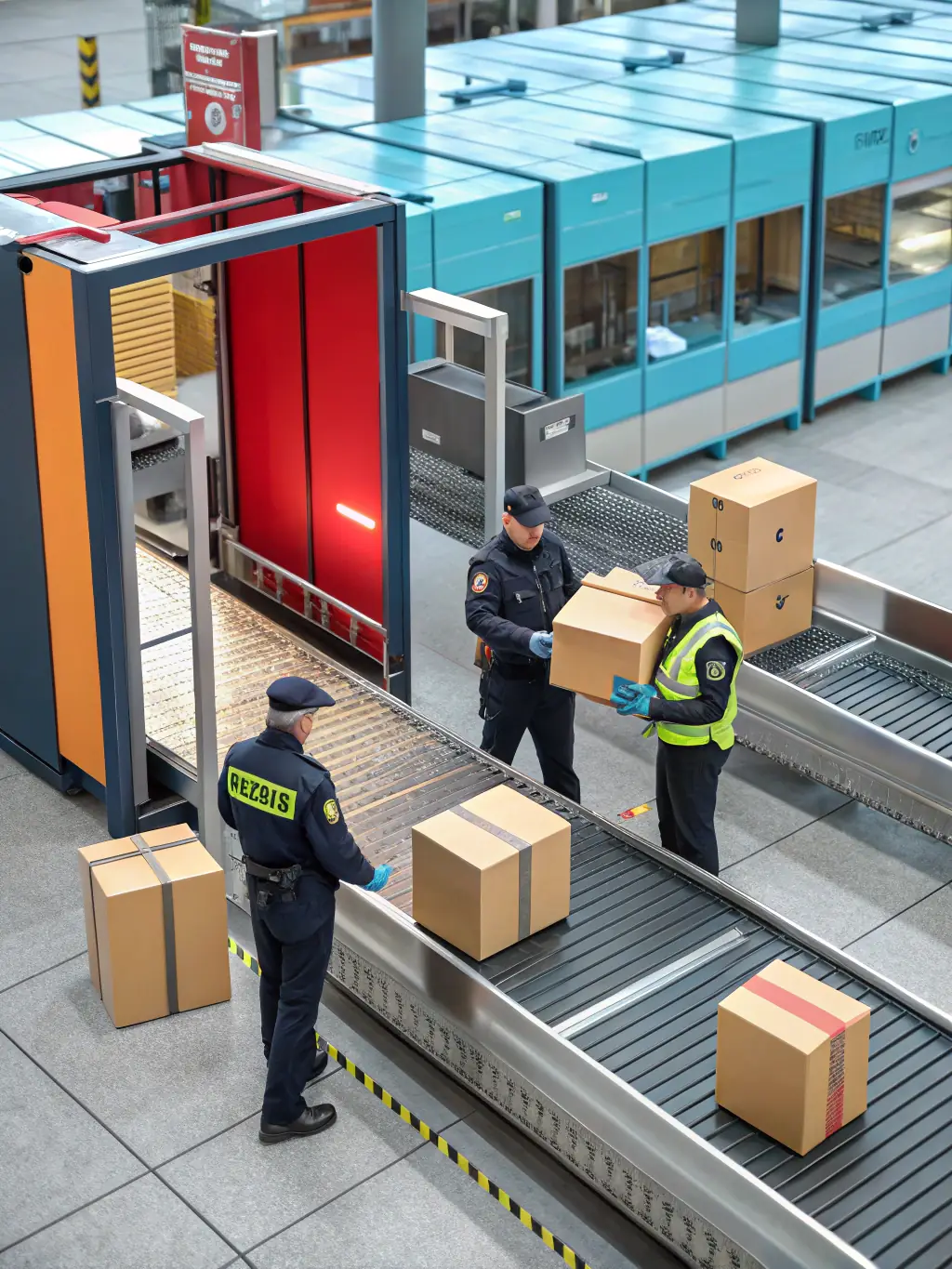A digital illustration depicting a customs officer inspecting vehicle documents, emphasizing the customs clearance service.